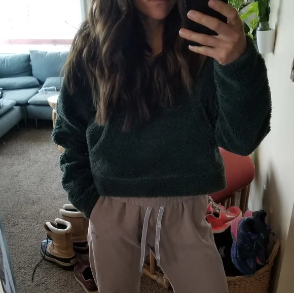 Lululemon Women's Scuba Oversized Half-Zip Fleece Hoodie in Smoked Spruce BNWT - Picture 9 of 10